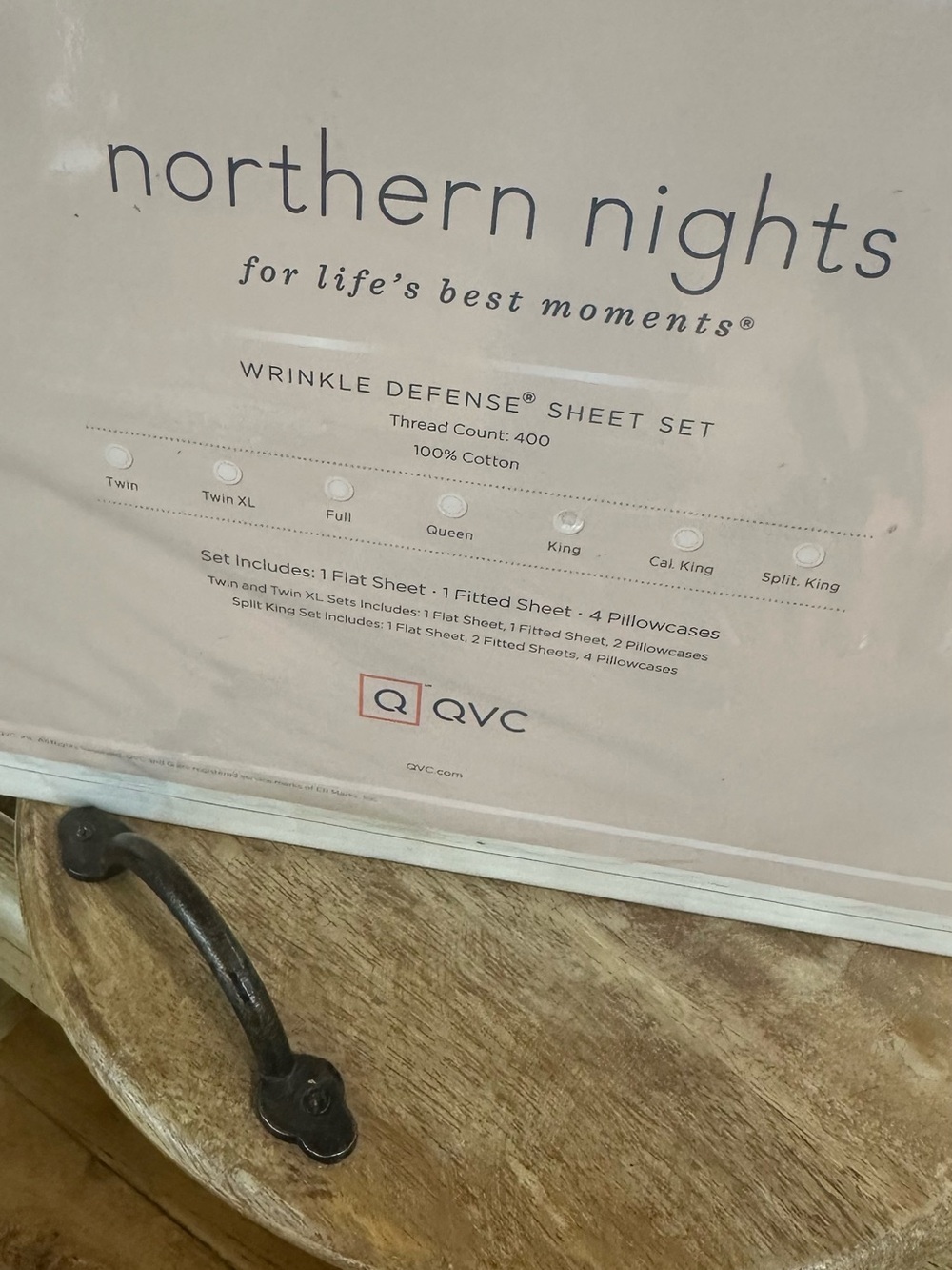 Northern Nights Wrinkle Defense White Sheet Set - 100% cotton. T/C 400 QVC - Picture 2 of 4